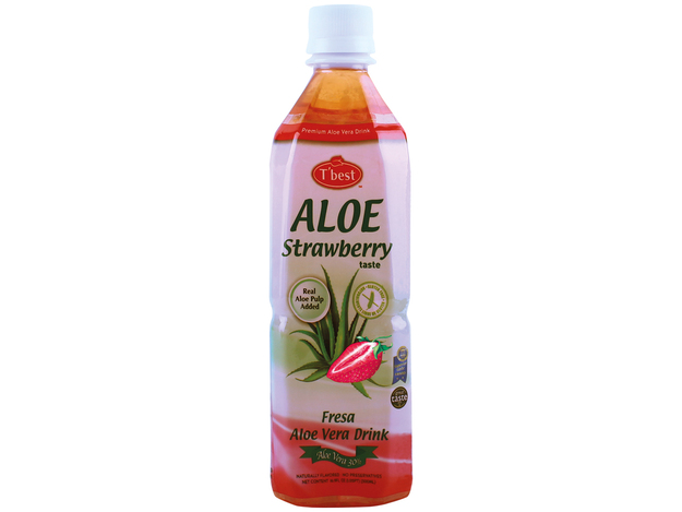 Aloe Vera Getränk mit Erdbeeren