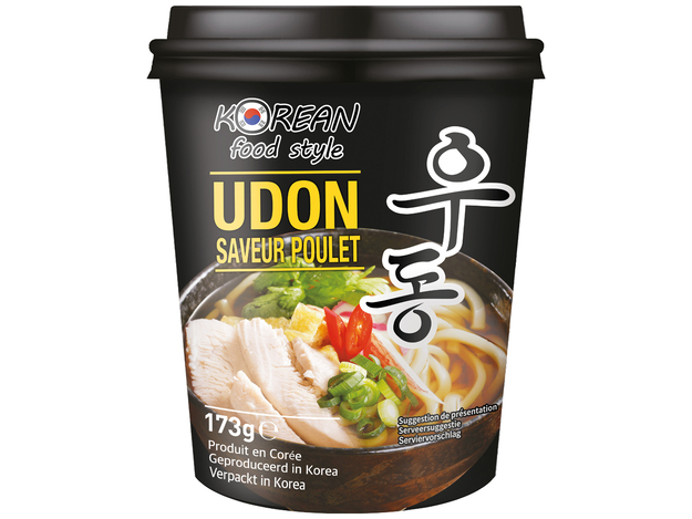 Korean Food Style Udon Nudeln Vorgekocht mit Hühnergeschmack (in Tasse) 12 x 173 g