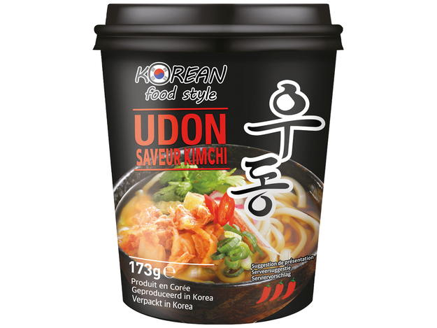 Korean Food Style Udon Nudeln Vorgekocht Kimchi Geschmack (in Tasse) 12 x 173 g